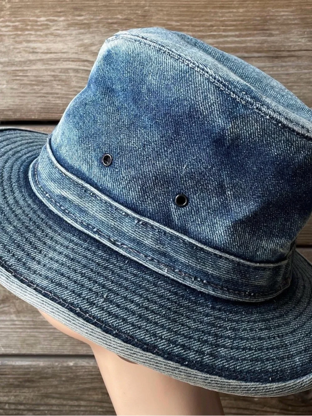 Vintage Denim Bucket Hat by Henschel Large